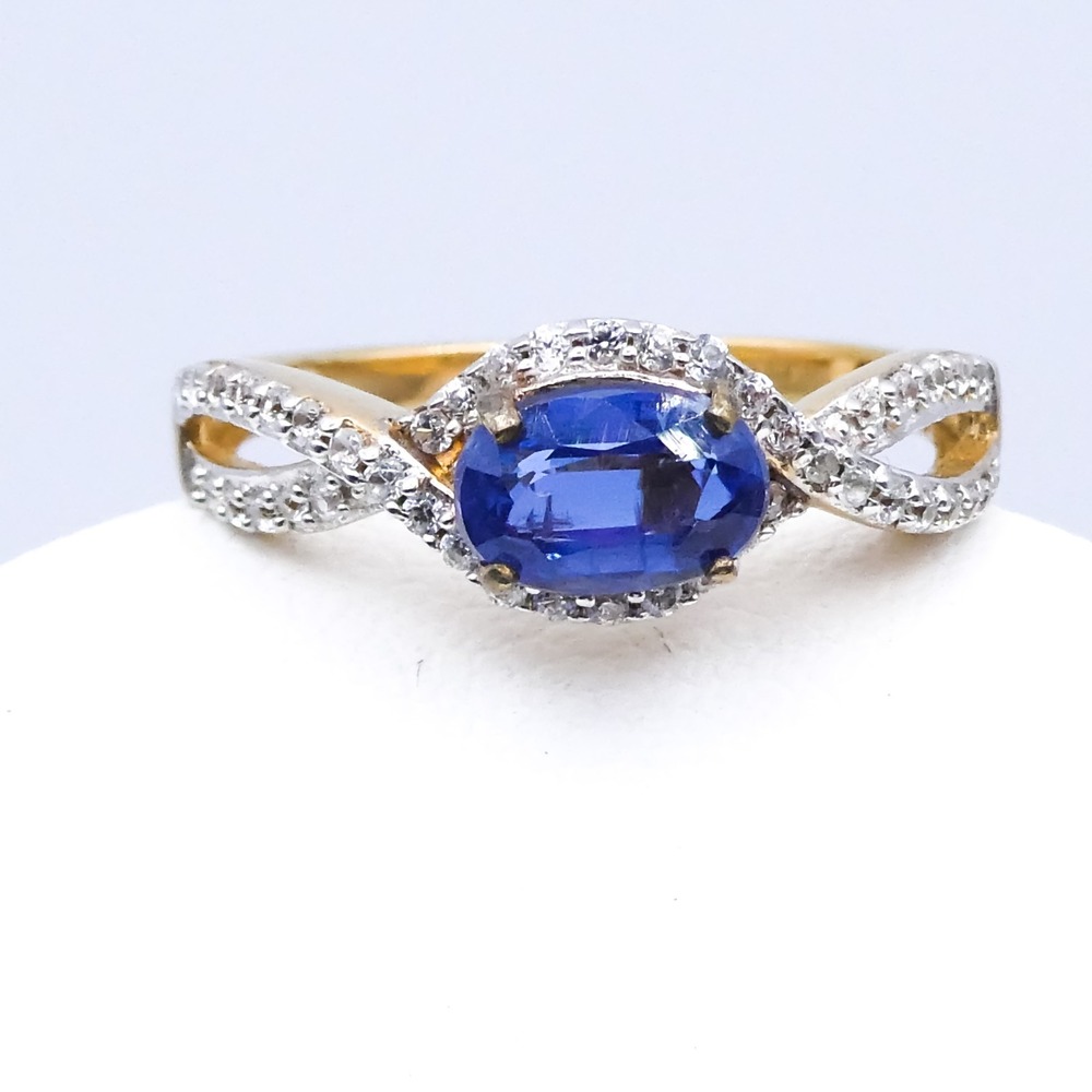 Kashmir Kyanite D'Joy Infinity Shank 1.4ctw Gold Plated Sterling Silver Sz8 Ring